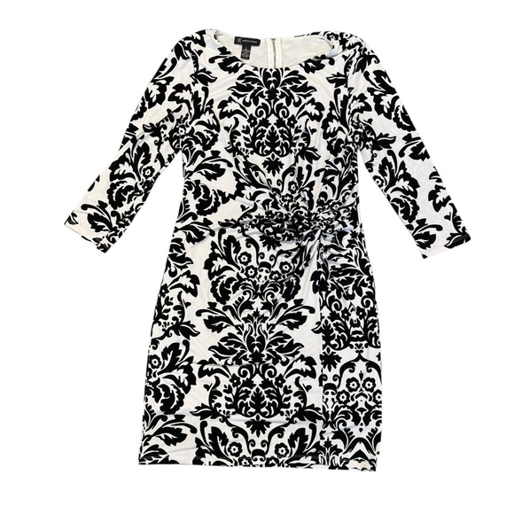 INC International Concepts Dresses & Skirts - INC International Concepts Monochrome Floral Long Sleeve Dress